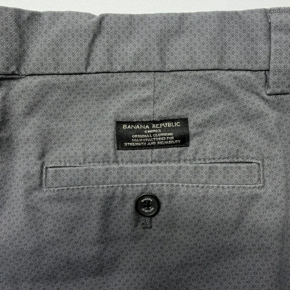 Banana Republic Fulton Skinny Chino Pants Mens 33x30 Grey Micro Pattern Stretch